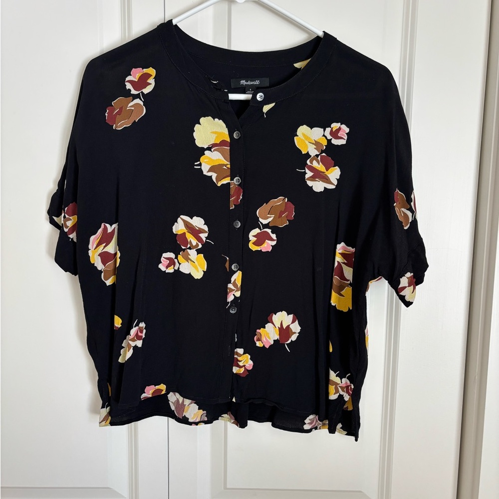 Madewell Fall Floral Button-Down Short Sleeve Blouse